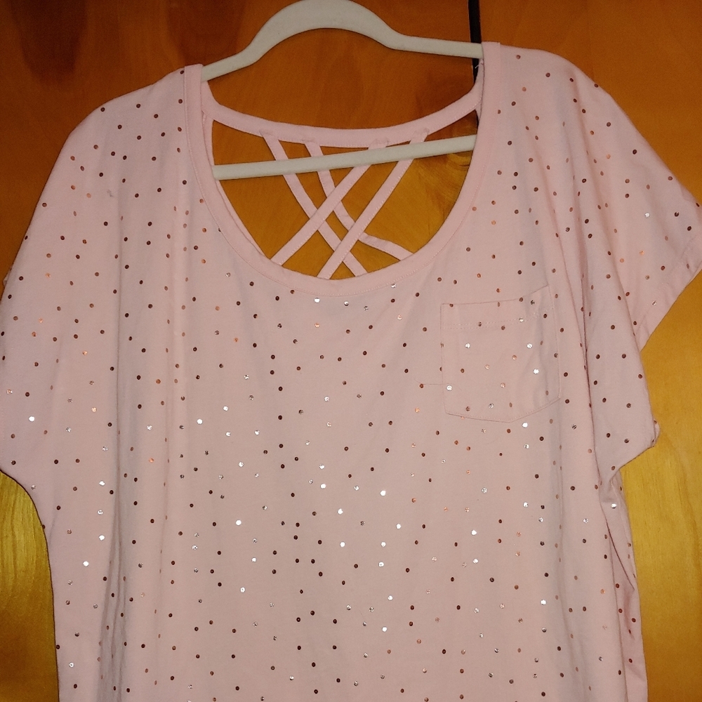 LB Foil Dot Strappy Back Scoop Neck Tee 18/20